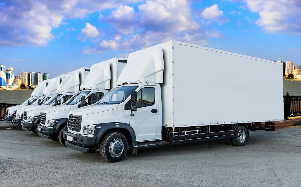 Long-distance moving truck on the highway